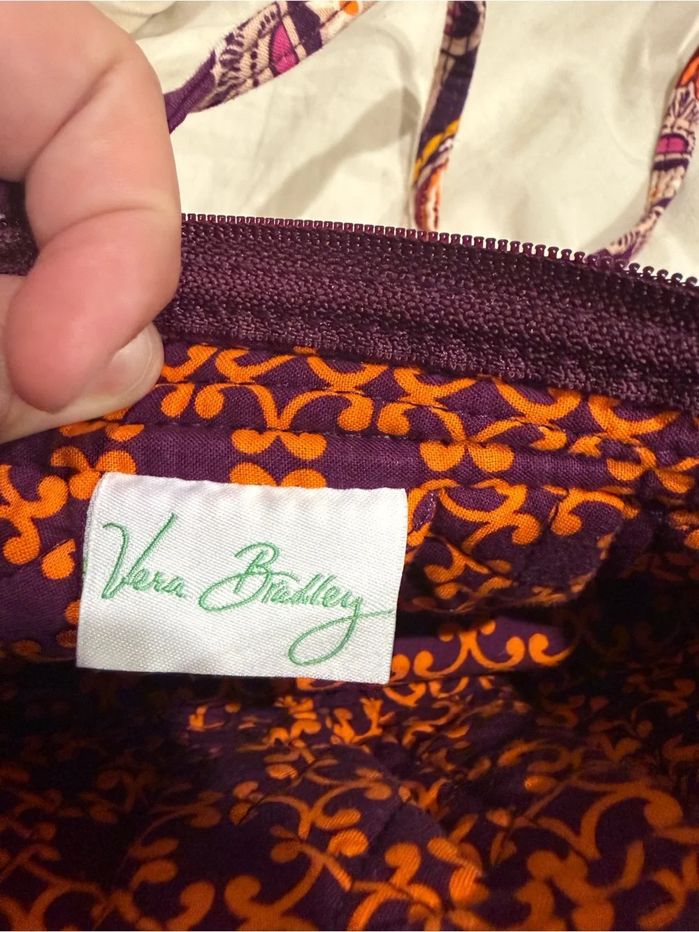 Vera Bradley Purple Orange Floral Quilted Crossbody Bag